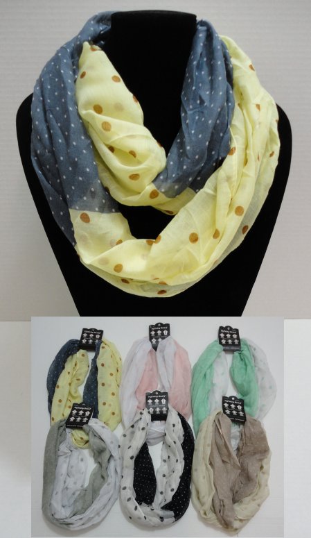 Light Weight Infinity Scarf-Lg/Sm Polka Dots