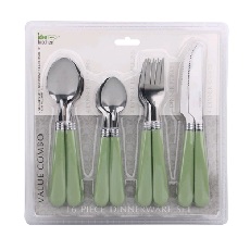 16pk METAL Dinnerware Set--Green