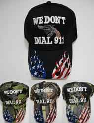 WE DON'T DIAL 911 Hat with Flag Flames