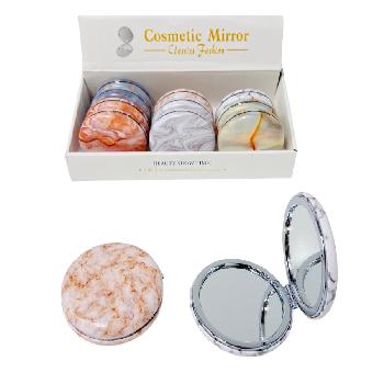 Folding Round Compact Mirror [Marble] 7cm