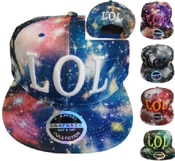 Snap Back Flat Bill Hat [LOL] Galaxy Print Hat