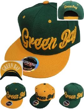 Snap Back Flat Bill Hat [Green Bay] Script