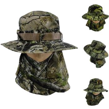 Floppy Boonie Hat [Hardwood Camo] Snap-Up Face & Neck Cover