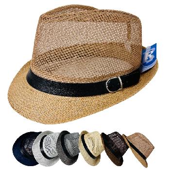 Mesh Fedora Hat with Buckle Hat Band