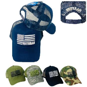 VETERAN with Flag Mesh Hat