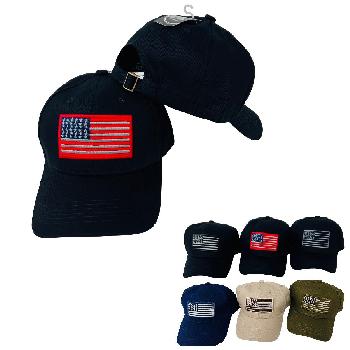 100% Cotton Hat with Embroidered Flag