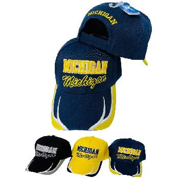 MICHIGAN Hat [Block/Script Lettering] Embroidered Bill