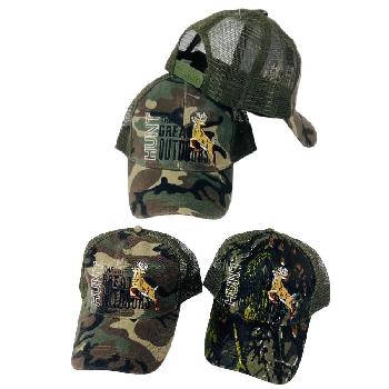 HUNT THE GREAT OUTDOORS Hat --Summer Mesh - <b>Assorted Camo Colors Only</b> [Hardwoods and Army Camo]