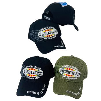 Vietnam Veteran Hat w/ Shadow [TIME WAS SERVED-TIME TO HONOR] - <b>Assorted colors</b> [Colors upon availability]