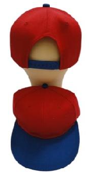 Snap-Back Flat Bill Cap [Red/Royal Blue]