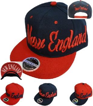 Snap Back Flat Bill Hat [New England] Script