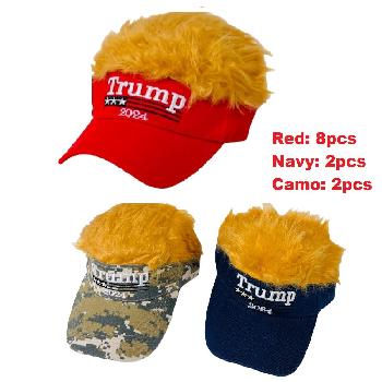 Trump 2024 Visor with Fake Hair [Asst Colors]