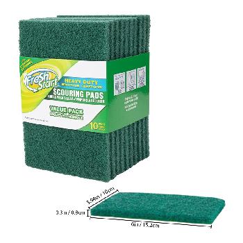 10pk Green Scour Pads Heavy Duty