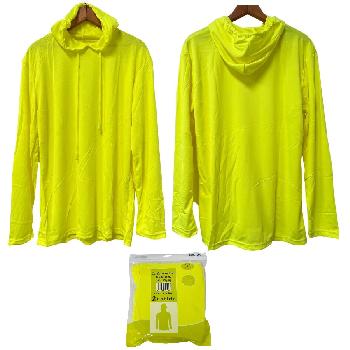 2pk High Visibility Long Sleeve Safety Yellow Hooded Shirt [Lg]