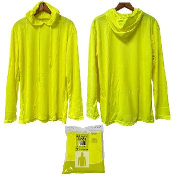 2pk High Visibility Long Sleeve Safety Yellow Hooded Shirt [XLg]