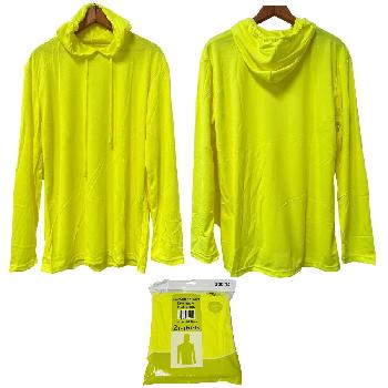 2pk High Visibility Long Sleeve Safety Yellow Hooded Shirt [XXLg]