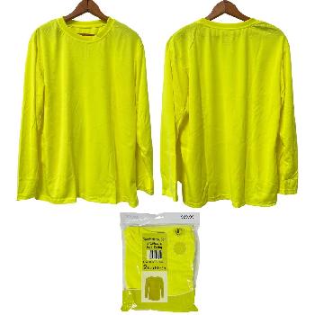 2pk High Visibility Long Sleeve Safety Yellow Shirt [Large]