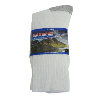 3pr White/Gray Toe & Heel Crew Socks 9-11 [HIKE]