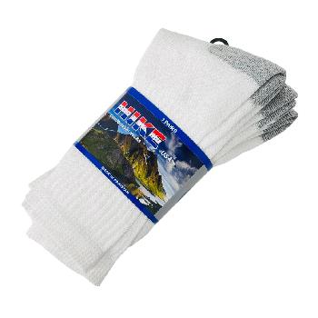 3pr White/Gray Toe & Heel Crew Socks 9-11 [HIKE]