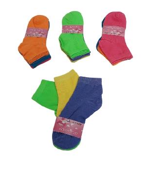 3pr Girl's Ankle Socks 6-8 [Neon Solid Color]