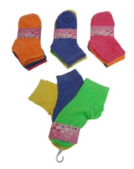 3pr Girl's Ankle Socks 4-6 [Neon Solid Color]