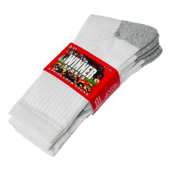 3pr White Crew Socks 9-11 [WINNER] Gray Heel & Toe