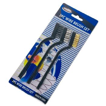 3pc 7" Mini Wire Brush Set-Black Handle