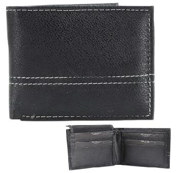 Vegan Leather Wallet [Bifold] Stitching [BLK]