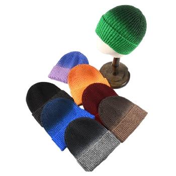 Knitted Cuffed Hat [Ribbed] Color Fade