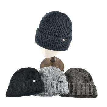 Plush-Lined Knit Toboggan [Waffle Knit] Solid Colors