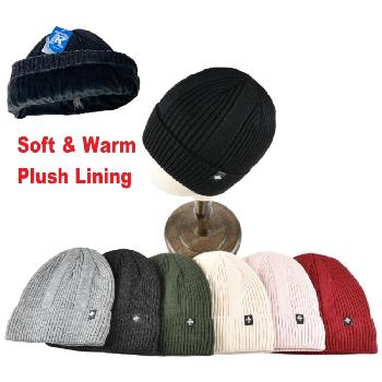 Knitted Super Soft Plush-Lined Cuffed Hat [Ribbed]