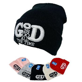 Knitted Cuffed Hat [God is Good All The Time]