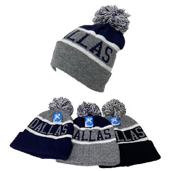 Knitted Hat with PomPom [DALLAS] Wide Stripes