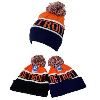 Knitted Hat with PomPom [DETROIT] Wide Stripes