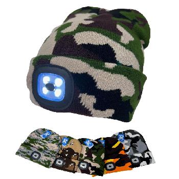 Light-Up USB Knitted Cuffed Hat [Camo]