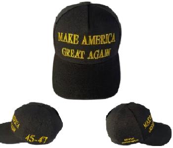 Trump Hat [Make America Great Again] Black/Gold 45-47