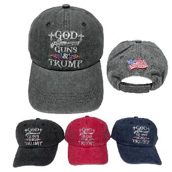 Trump 2024 Hat -GOD GUNS & TRUMP [Cotton]