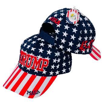 Trump Hat *Stars and Stripes** 45-47 [MAGA on Bill]