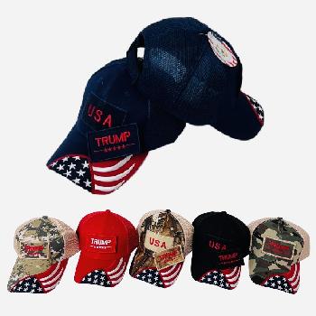 Trump Hat with Detachable Patch USA/Jersey Mesh [Flag Bill]