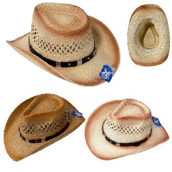 Paper Straw Cowboy Hat [Medallion on Hatband] Open Weave