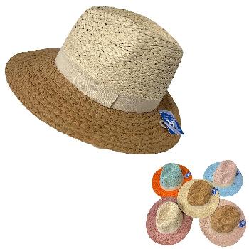 Ladies Casual Summer Hat [Two-Tone Natural/Pastel]